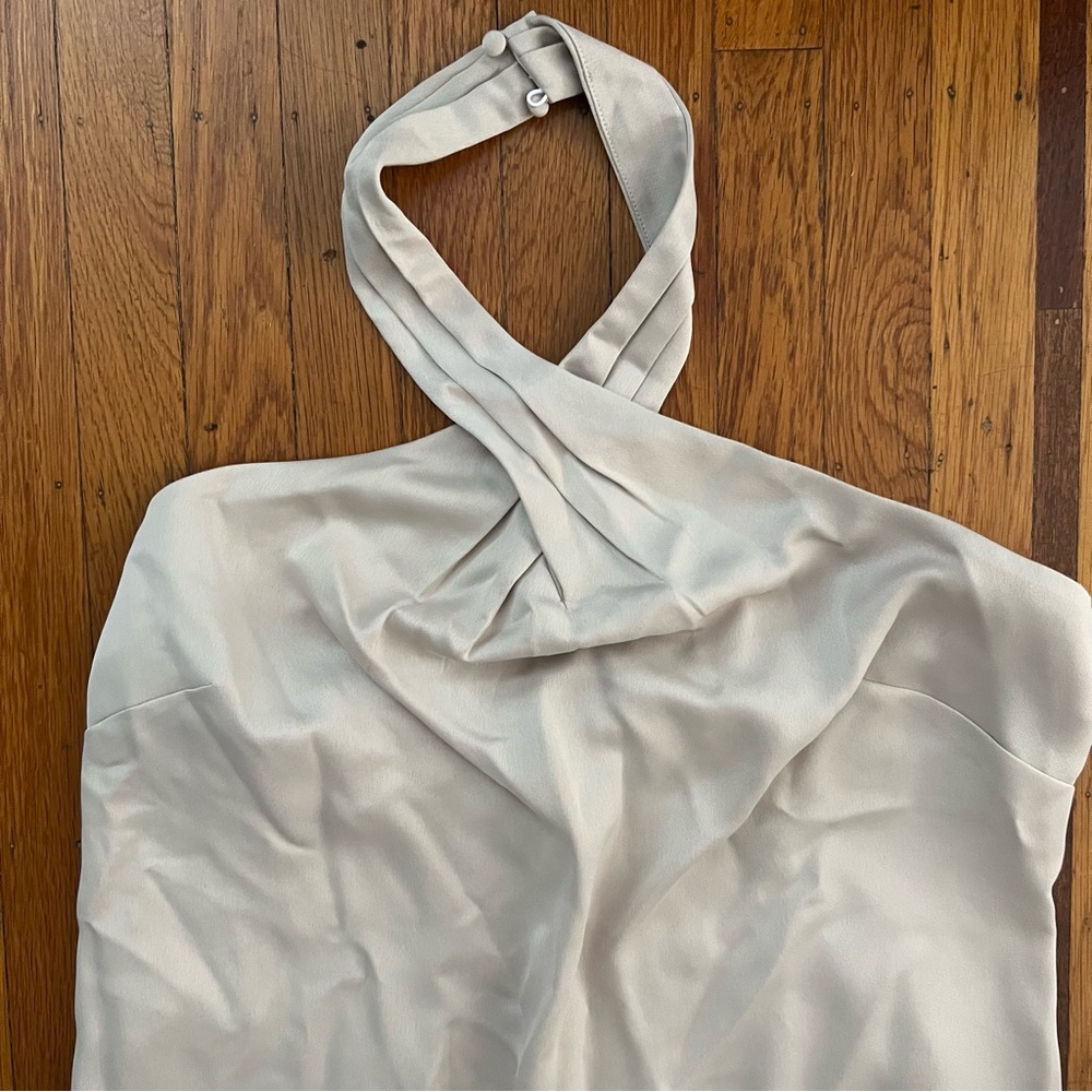 BHLDN Ruby Twist Halter Satin Gown champagne 16 NWT Anthropologie wedding dress - Picture 6 of 8
